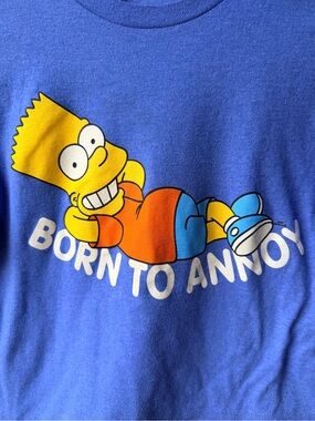 The Simpsons Bart Simpson Born To Annoy Graphic Tee Kids Large 10/12 Blue Shirt